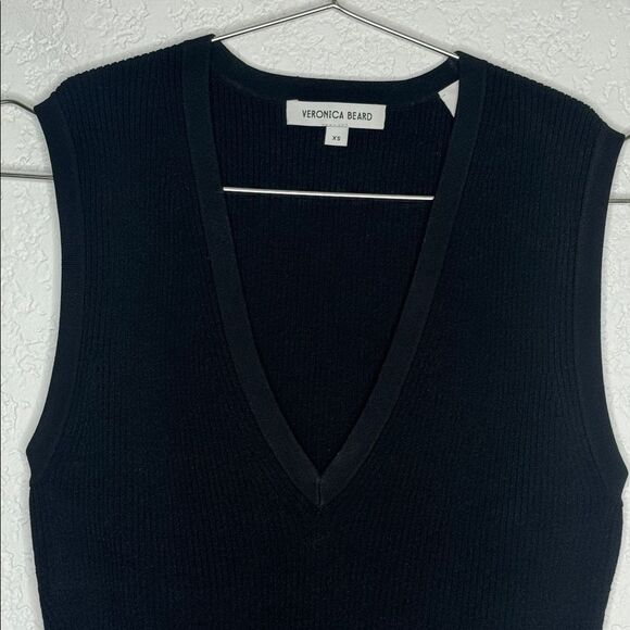 New VERONICA BEARD Sid ribbed-knit sweater top Black Sleeveless XS - Picture 4 of 12